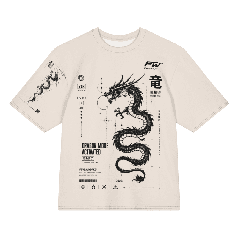 Dragon mode Y2k oversize cotton t-shirt
